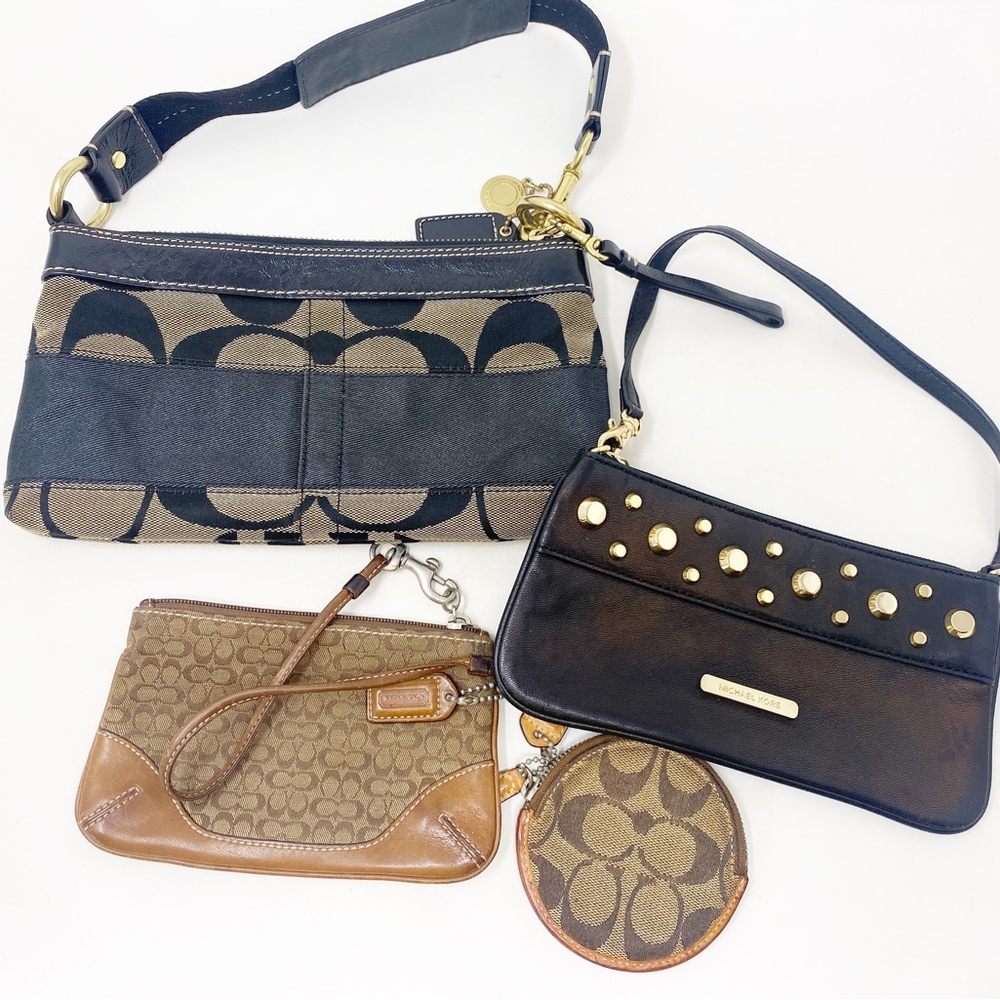 Lot of 4 Coach/Michael Kors Wrislets Change Purse and Handbag